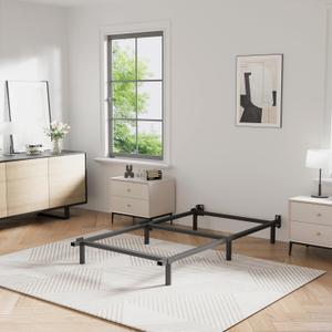 Bedsnus Twin XL Size Bed Frame, 9 Inch Metal Basics Bed Frame,High Profile Base for Box Spring, 6-Leg Support, Noise-Free, Easy Assembly, Black