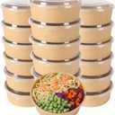 17 oz Disposable Kraft Paper Bowls with Lids, Food Containers for Soup, Party Supplies, Treat Bowls - 50 Pack