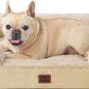 EHEYCIGA Orthopedic Dog Bed for Medium Dogs, Waterproof Memory Foam Medium Dog Beds with Sides, Non-Slip Bottom and Egg-Crate Foam Pet Couch Bed with Washable Removable Cover, Greige