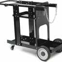 Foxngear Heavy Duty Welding Cart for TIG MIG Welder Plasma Cutter, Large 3-Tier Welder Cart with Gas Bottle Storage, Swivel Caster Wheels, Steel, Black, 15.5"D x 15.5"W x 26"H