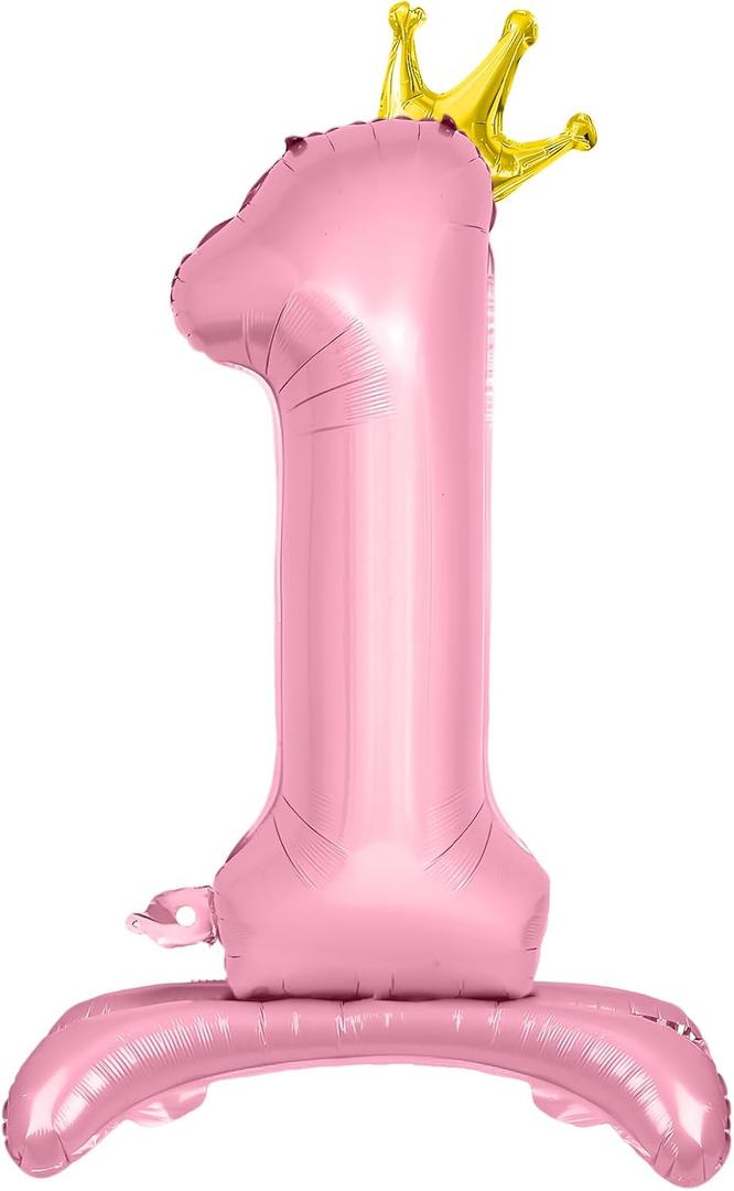 Number Balloons,Standing Number 1 Balloon 32 Inch Pink 1st Birthday Decorations for Girls Baby Shower Foil 1 Balloon 1st Birthday Balloons