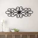 Sintosin Black Wrought Iron Wall Decor 32" x 13", Hanging Flower Scroll Metal Wall Art Decor, Living Room Wall Decor, Vintage House Decorations for Indoor Outdoor Fireplace Bedroom