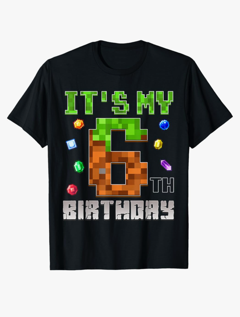 Birthday Boy Shirt It's My 6th Birthday Video Game Pixel T-Shirt Size XS