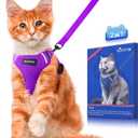 Halypet Cat Harness and Leash Set [ MAX Safety Third Generation ] Escape Proof Soft Adjustable Cat Leash Breathable Comfortable Vest Easy to Wear Kitten Harness for Outdoor Walking Purple Small (Small (7-12lb))
