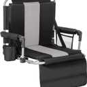 ALPHA CAMP Stadium Seat Chair for Bleachers with Back & Arm Rest (Black Grey)