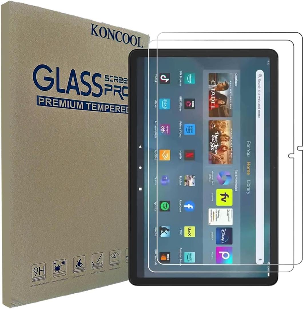 2-Pack All-New Fire Max 11 Tablet 2023 Screen Protector, HD Anti-Scratch Anti-Fingerprint 9H Hardness Tempered Glass, Compatible with Fire Max 11 (Support Face ID & Stylus Pen)