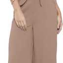 Gardenwed Women's Two Piece Outfit Set, Short Sleeve V Neck Crop Top with Tie Front and Wide Leg Pants (X-Large, Khaki)