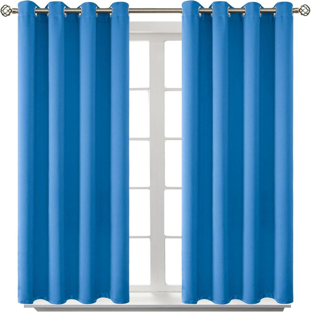 BGment Room Darkening Curtains 45 Inches Long - Grommet Thermal Insulated Drapes Window Treatment Curtains for Bedroom, 2 Panels, 52 x 45 Inch, Classic Blue