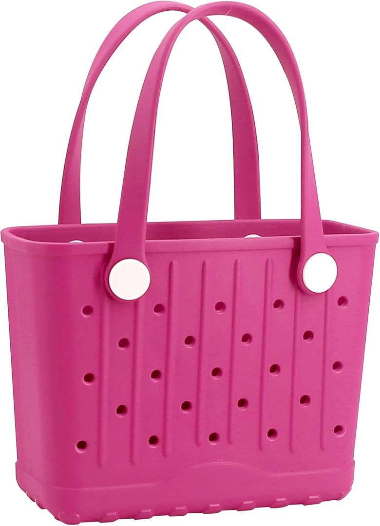 CXY Rubber Tote Bag Small Beach Bag Waterproof Beach Tote Washable Travel Handbag for Sport Boat Market Outdoor (Rose)