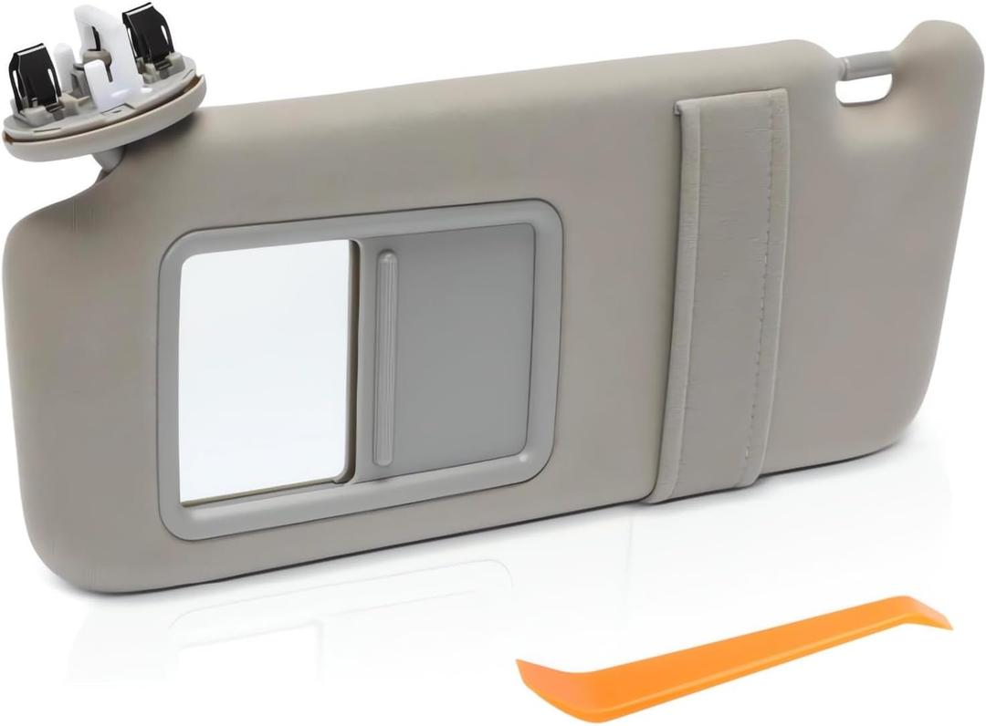 Sun Visor Left Driver Side Compatible with 2007 2008 2009 2010 2011 Toyota Camry Without Sunroof Replace 74320-06780-B0, 74320-33B81-B0,Gray