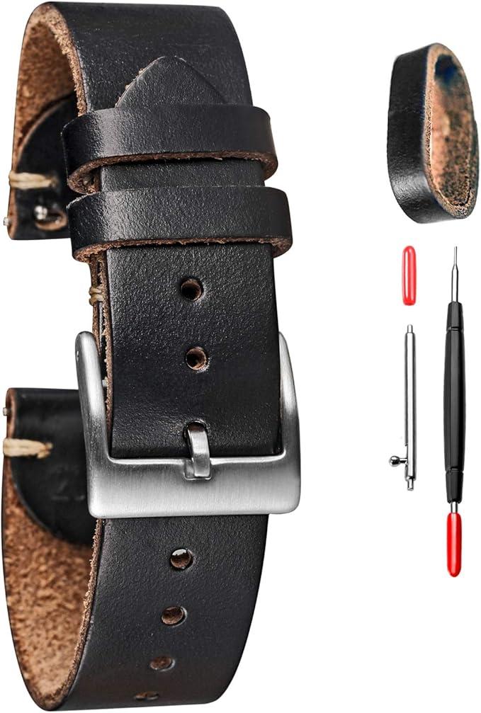 torbollo Soft Horween Leather Watch Strap for Women, 18mm Leather Watch Bands, Quick Release Handmade Soft Vintage Replacement