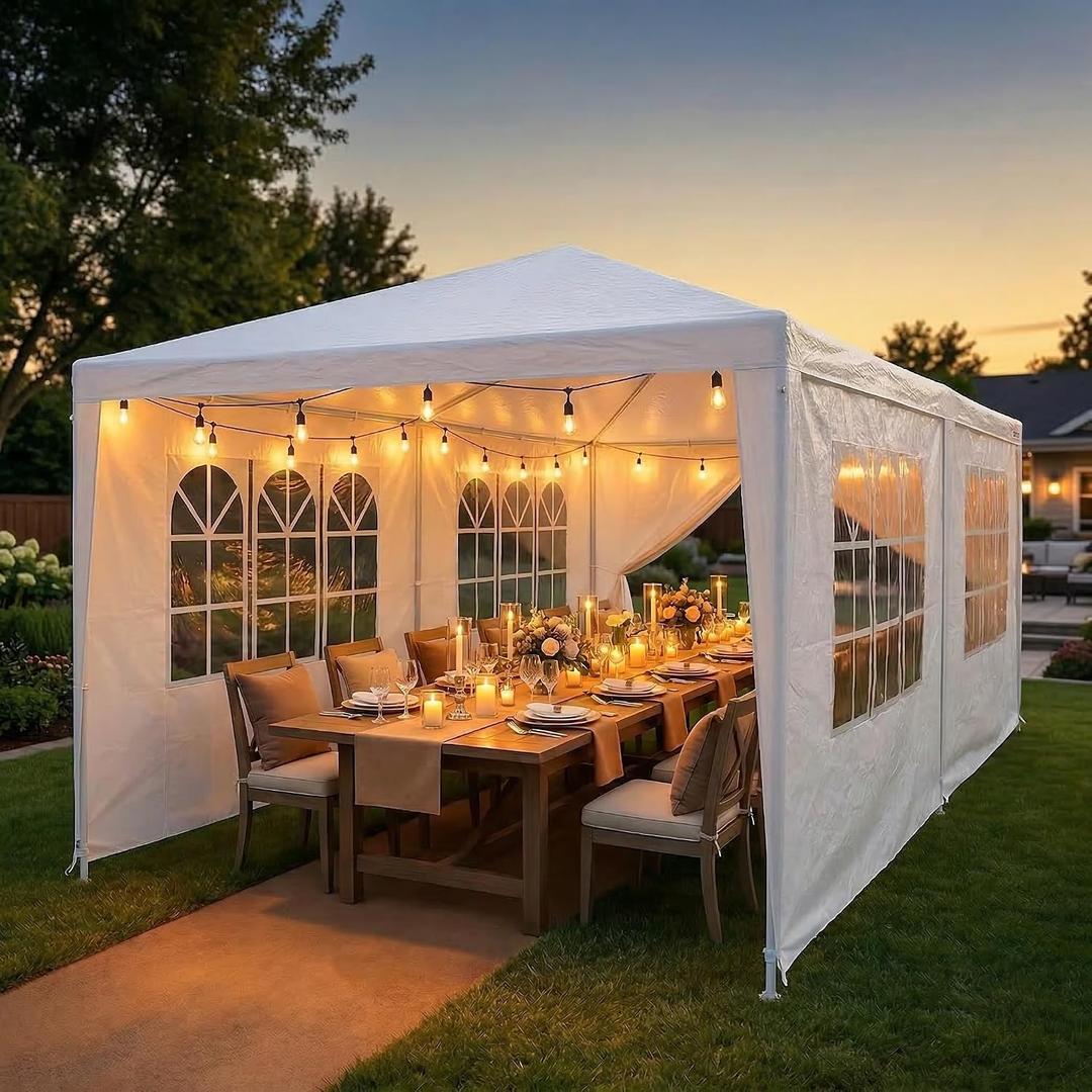 HOTEEL 10x20FT Party Tent with 6 Removable Sidewalls for Parties Carpas para Fiestas, Weddings, BBQ, Waterproof Outdoor Event Canopy, Patio Camping Gazebo, Carpas para Fiestas, White