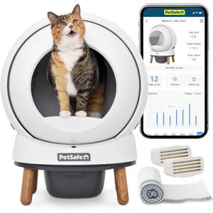 PetSafe ScoopFree SmartSpin Self-Cleaning Cat Litter Box Advanced Odor Control, App Controlled with Health Monitoring, Works with Any Litter, Up to 2 Weeks of Hands-Free Cleaning (White)