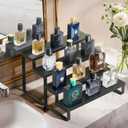 Wood Cologne Organizer for Men,12 Inch 4 Tier Cologne Stand Waterproof Perfume Organizer for Dresser with Anti-Slip Washers,Wooden Display Risers Stand for Party,Makeup,Figures,Cupcake,Perfume,Dessert