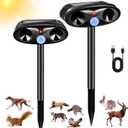 Upgraded Solar Animal Repellent, 2 Pack Ultrasonic Animal Repeller Outdoor USB Charge with Motion Sensor Cat, Deer, Squirrel, Dog,Raccoon,Skunk,Rodent,Rabbit Repellent for Yard Garden Lawn,Black
