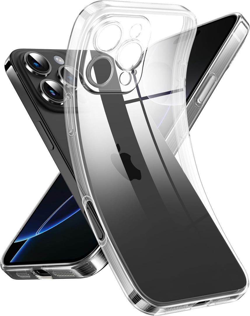 Supdeal Crystal Clear Case for iPhone 16 Pro, [Not Yellowing] [Camera Protection] [Military Grade Drop Tested] Transparent Shockproof Protective Soft Silicone Slim Cover, 6.3 inch, Transparent