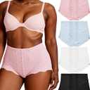 GAI YI Women Underwear Tummy Control Tummy Control Shapewear Panties Lace Panties Women Tummy Control Brief for Women Black+Skin+Pink+Blue 2XL