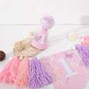 Butterfly 1st Birthday High Chair Banner - Fairy Pink and Purple Tassel, Spring Decoration for Girls (Highchair Banner)