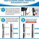 2 Sets Trampoline Curved Lower Enclosure Poles Fit for 12-16FT Trampoline Frame, Lower Net Pole Replacemnet with Foam Cover Padding, Hardwares-2 Style