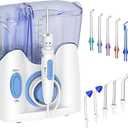 H2ofloss Dental Water Flosser for Teeth Cleaning With 12 Multifunctional Tips & 800ml Capacity, Professional Countertop Oral Irrigator Quiet Design(HF-9 whisper) (White)