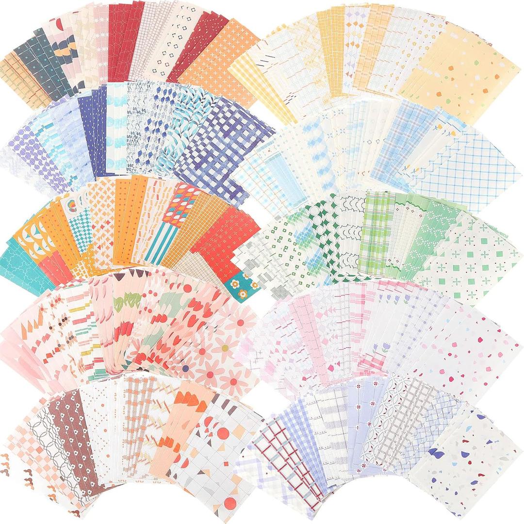 500 Sheets Vintage DIY Scrapbook Aesthetic Paper Supplies Decorative Paper Material for DIY Scrapbook Journal Photo Album Crafts(3.35 x 2.17 Inches, Stylish Style)