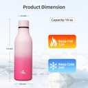 Konokyo Insulated Water Bottle with Strap,18 oz Double Wall Stainless Steel Vacuum Bottles Metal Water Flask,Cherry
