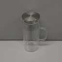 VUCCHINI Glass Pitcher With Lid 37 oz / 1100 ml Small Juice Milk Cold Carafe and Iced Tea Pitcher Jug for Refrigerator Water Pitcher Container for Juice Coffee Milk and Homemade Beverage
