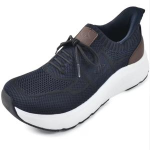 JACKSHIBO Mens Slip in Hands Free Shoes Wide Toe Box Orthopedic Slip On Walking Sneakers with Arch Support Cushioned Sole  Color Blue, Size M12.