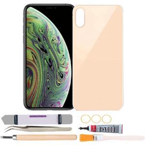 Back Cover Glass Replacement Compatible with iPhone Xs 6.1 inches with Repair Tool Kits (Gold)
