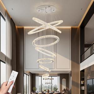 7-Ring Crystal LED Chandelier, Dimmable Pendant Light with Remote
3000-6500K, Adjustable Height up to 118", K9 Crystal & Stainless Steel for Foyer, Staircase & High Ceilings