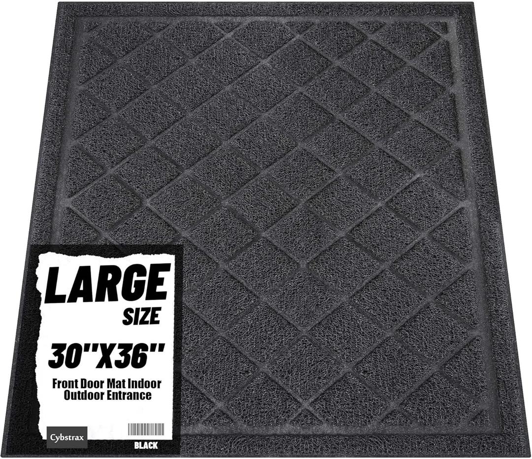 Front Door Mat Indoor Outdoor Entrance, 30" x 36" Heavy Duty All-Season All-Weather Waterproof Doormat Trap Dirt and Moisture Easy Clean Low Profile Patio Porch Entryway Mat (Black Diamond) Front Door Mat Indoor Outdoor Entrance, 30" x 36" Heavy Duty All-Season All-Weather Waterproof Doormat Trap Dirt and Moisture Easy Clean Low Profile Patio Porch Entryway Mat (Black Diamond)