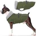 Lelepet Warm Dog Coat Reflective Fleece Vest Waterproof Dog Jacket with Adjustable Buckle Hook & Loop Windproof Cold Weather Coats for Small Medium Large Dogs, Army Green, M