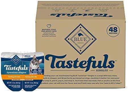 Blue Buffalo Tastefuls Spoonless Singles Adult Pate Wet Cat Food, Turkey Entrée, Perfectly Portioned Cups in (24) 2.6-oz Twin-Pack Trays By 04 DEC 2026