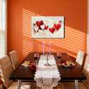 Framed Red Hearts Couple Love Wall Art 8x12in, Romantic Valentine's Day Canvas Art Pictures, Modern Abstract Wall Decor for Living Room Bedroom, Made in USA