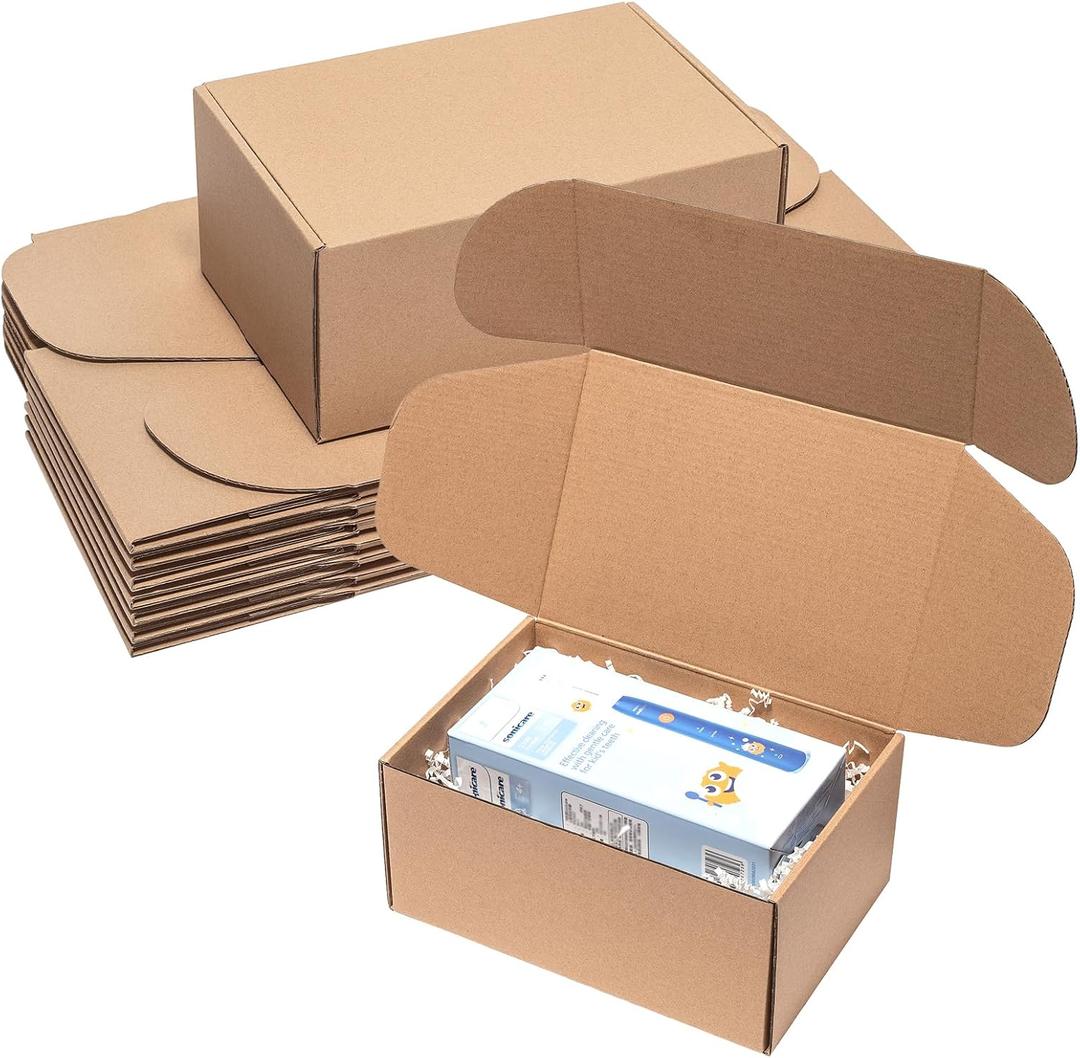 Shipping Boxes 9x6x4 inches 25 Pack Kraft Corrugated Cardboard Box Mailing for Small Business, Brown Medium Literature Mailer Packaging Supplies