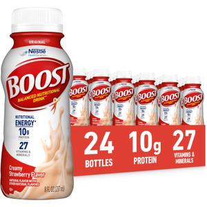 BOOST Original Ready to Drink Nutritional Drink, Creamy Strawberry, 8 fl oz (Pack of 24) (EXP 06/19/27)