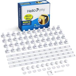 Cabinet Locks for Babies48Locks+10Keys) Magnetic Child Locks for Cabinets Baby Proofing Cabinets-HelloPony
