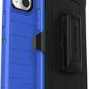 OtterBox iPhone 15 Plus and iPhone 14 Plus Defender Series Pro Case - RAIN Check (Blue), screenless, Rugged & Durable, with Port Protection, Includes Holster Clip Kickstand