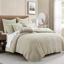 Levtex Home Mills Waffle King/Cal King Quilt Set (106x92in) with 2 Pillow Shams (36x20in) - Wheat - Cotton Waffle King Size Quilt Bedding Set - Lightweight, Soft, Pre-Washed,King Quilt, Wheat 
