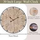 EMAX HOME 30 Inch Extra Large Wall Clock - Farmhouse Rustic Wood & Metal Design Silent Non-Ticking Battery Operated Decorative Oversized Clock for Living Room, Kitchen, Office & Bedroom
