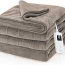 Sunbeam Electric Royal Luxe Microplush Heated Blanket, 12 Heat Settings, 12-Hour Selectable Auto Shut-Off, Fast Heating, Warm and Cozy, Mushroom Color, Full, 84" x 72"