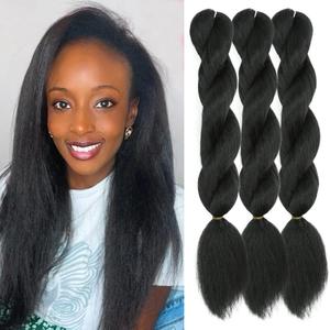 Kinky straight Vixen Crochet Bundles crochet hair16inch Natural Black Yaki Premium Synthetic Fibers for black women Hair Extension (3, 1B)
