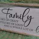 Family A Little Bit Of Crazy Sign Wall Decor 40"15" Rustic Farmhouse Living Room Large Soild Wood Framed Hallway Hanging Sign Aesthetic Inspirational Quotes Entryway Home Wall Art (Black)