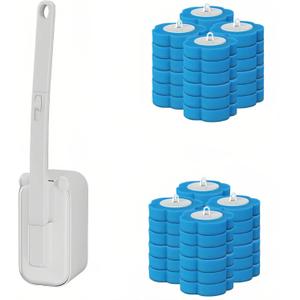 Disposable Toilet Brush Toilet Bowl Cleaner, Toilet Cleaning Supplies, Toilet Bowl Brush,Toilet Cleaner Brush, Toilet Brush with Holder,48 Refills for Cleaning and Hygienic (White)