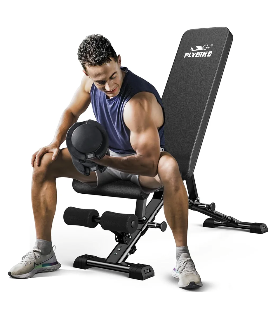 FLYBIRD Weight Bench, Adjustable Strength Training Bench for Full Body Workout with Fast Folding-New Version