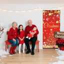 6.6X3FT Red Christmas Door Cover Xmas D-o-o-r Wraps for Front Door Merry Christmas Door Banner Xmas D-oor Cover with Golden Xmas Tree Light and Gifts for Holiday Front Porch Decorations