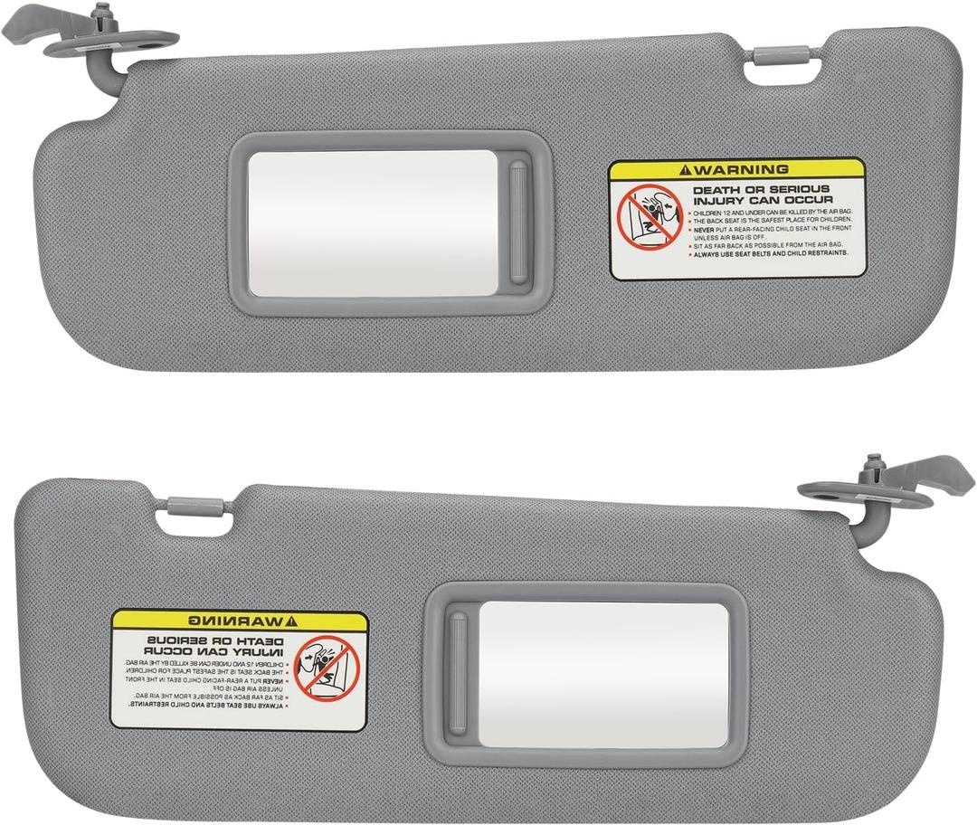 Pair of Left and Right Side Gray Sun Visor Fit for Hyundai Elantra 2011-2015, Sunvisor Replacement for 852103X000TX 852203X000TX, with Makeup Mirror and with Light
