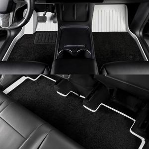 Floor Mats for Tesla 2019-2026 Model Y White 5-Seat Double Carpet & Floor Mats All Weather Durable TPE Anti-Slip Car Floor Liner Waterproof Custom Fit (White Double Layer, Model Y)