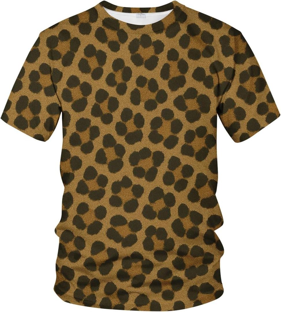 Funny Leopard Graphic T-Shirt Novelty Short Sleeve Crewneck Shirt (XXL)