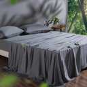 Tencel Sheet Set Queen Size, 100% Eucalyptus Lyocell, Breathable & Cooling Sheets, Deep Pocket Up to 16 Inch, Silky Soft, Ideal for Hot Sleepers - 4PC (Queen, Dark Grey)